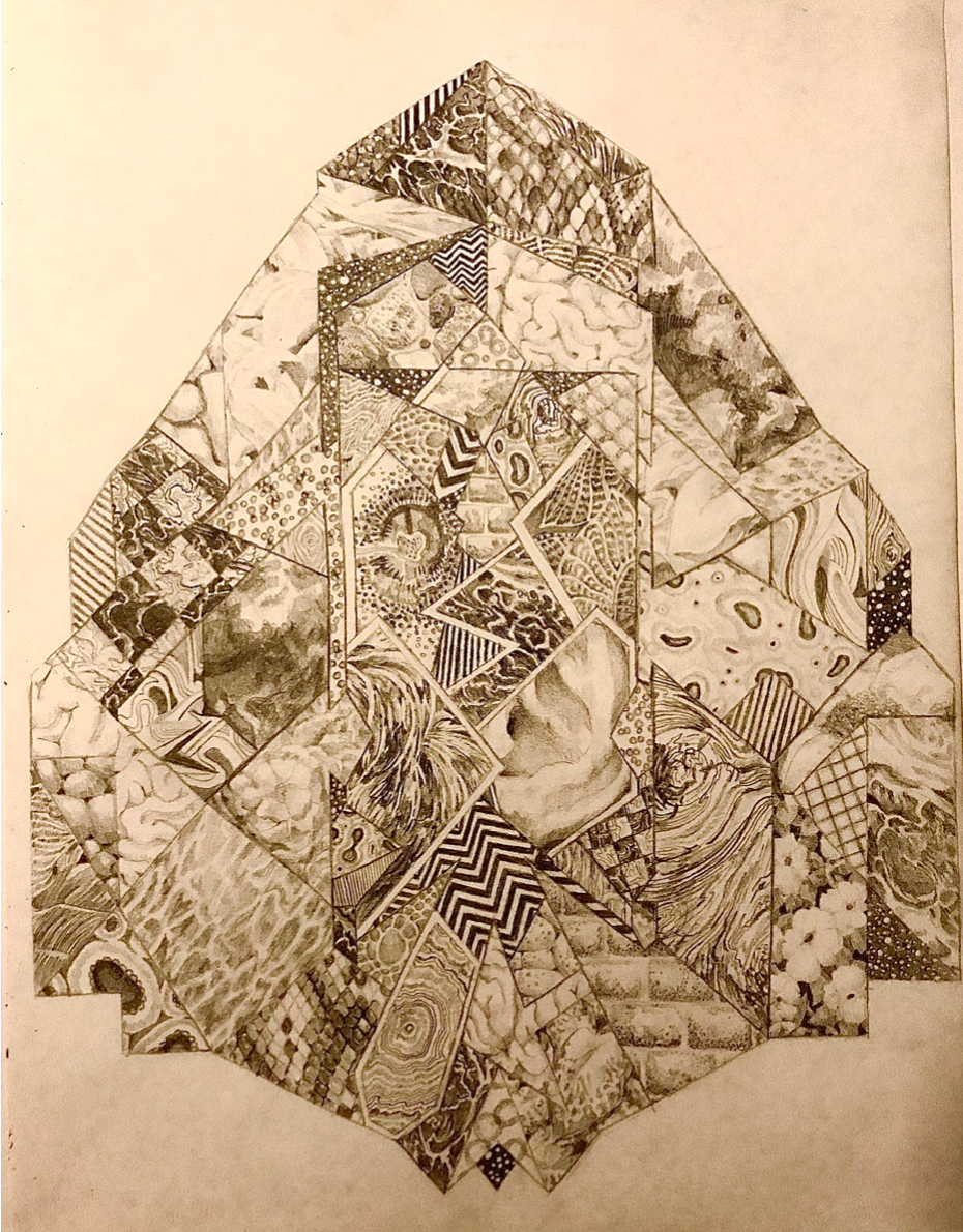 many fragmented abstract drawings joined into one